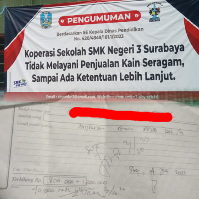 
 SMK Negeri 3 Surabaya Diduga Tarik Uang Seragam Senilai 2 Juta