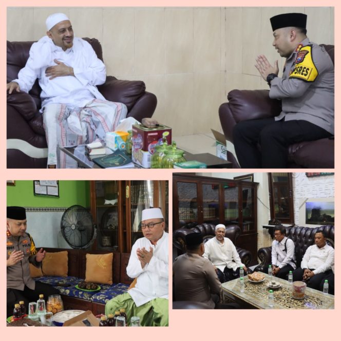 
 Cooling System Wujudkan Pemilu Damai, Kapolres Pasuruan Silaturahmi ke Para Tokoh Ulama