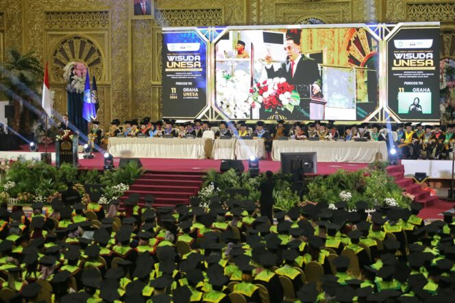 
 Orasi Ilmiah di Sidang Senat Terbuka UNESA, Wali Kota Eri Cahyadi Dorong 1.506 Wisudawan Berani Berinovasi