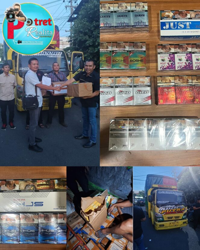 
 Satreskrim Polres Pelabuhan Tanjung Perak Serahkan Jutaan Batang Rokok Ilegal Ke Bea Cukai
