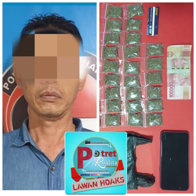 
 Satresnarkoba Polres Pelabuhan Tanjung Perak Amankan Seorang Penjaga Warkop Kedapatan Simpan Ganja Kering